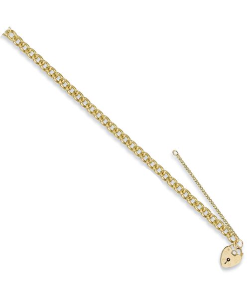 Yellow Gold Tight Link Curb & Padlock Charm Bracelet