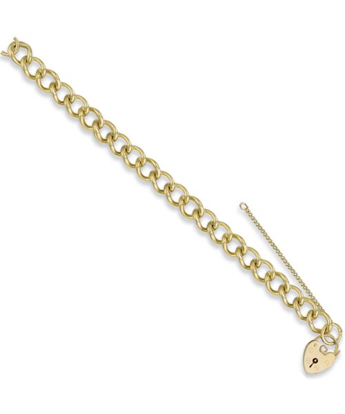 Yellow Gold Open Curb & Padlock Charm Bracelet