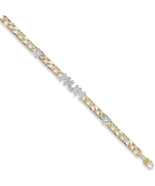 Yellow Gold Cubic zirconia Mum & Heart Bracelet