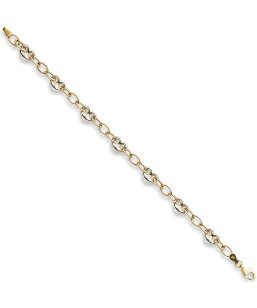 W & Yellow Gold 5.3mm Fancy Heart Linked Bracelet