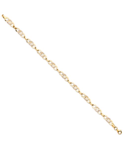 Yellow Gold Cubic zirconia Entwined Links Bracelet