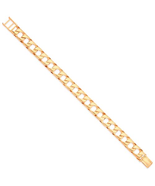 Yellow Gold 11mm Casted Grain Edge Gents Bracelet