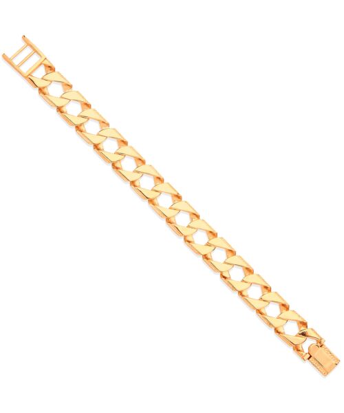 Yellow Gold 16mm Casted Grain Edge Gents Bracelet