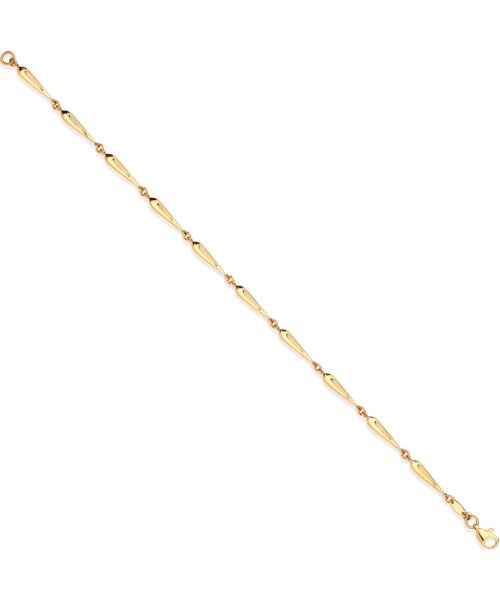 Yellow Gold Elongated Teardrop Link Ladies Bracelet