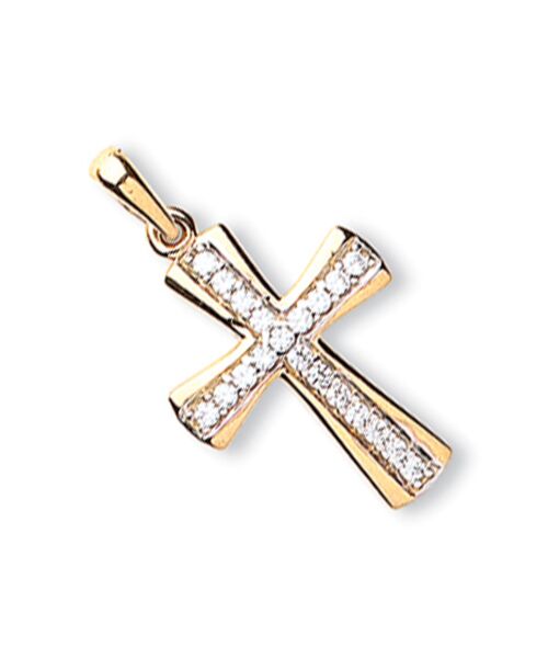 Yellow Gold Cubic Zirconia Cross CX0189
