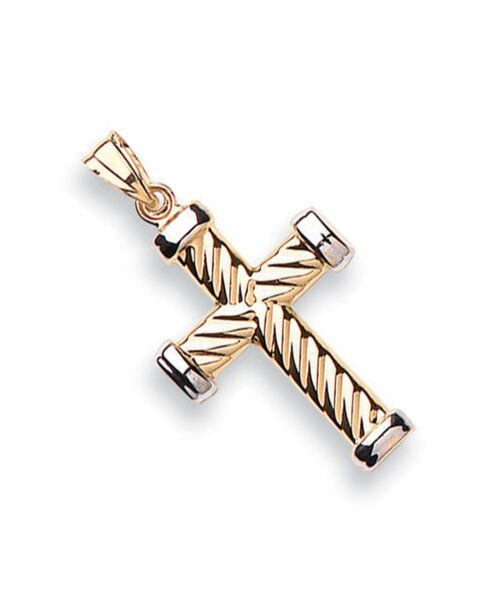 W & Yellow Gold Ribbed Cross CX0195
