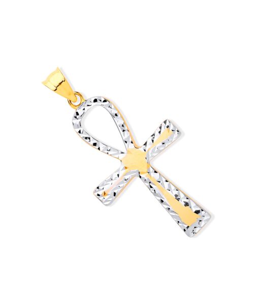 Y & White Gold Loop Top Fancy Cross CX0222