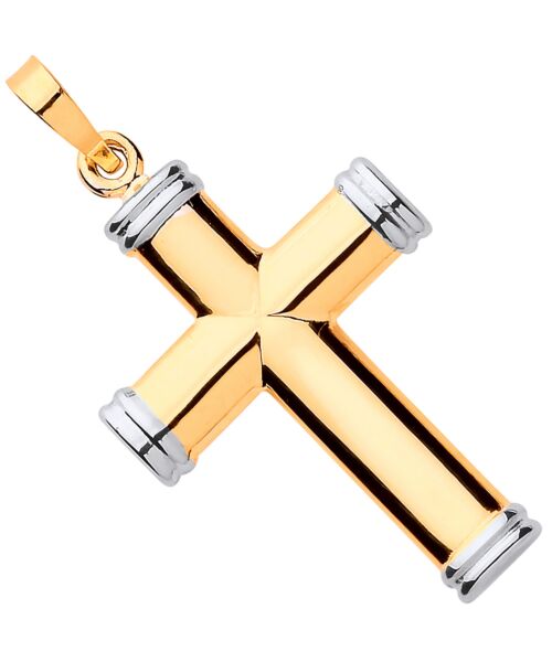 Y & White Gold Hollow Tube Plain Cross CX0225