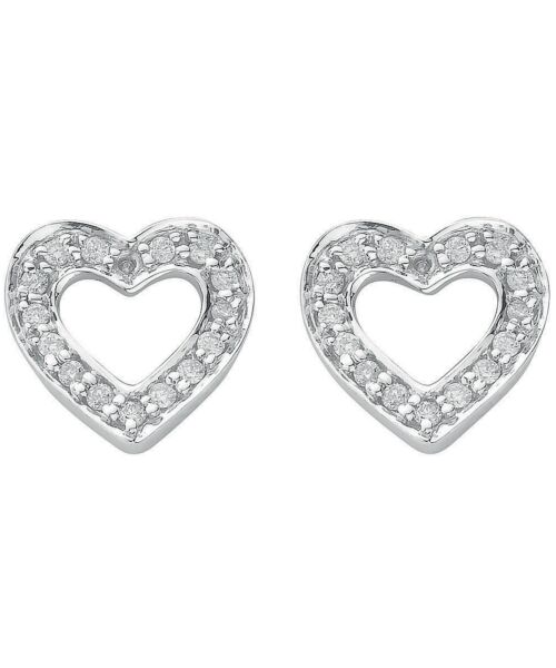 18ct White Gold 0.18ct Diamond Heart Stud Earrings DER0032