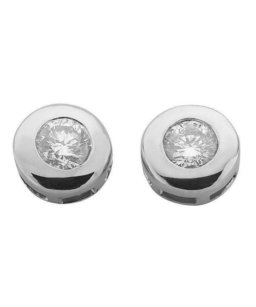 9ct White Gold 0.40ct Rubover Set Diamond Stud Earrings DER0103