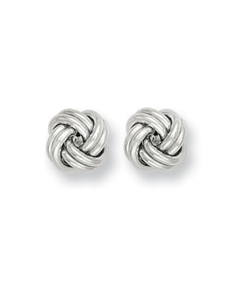 White Gold 10mm Knot Stud Earrings ER0474