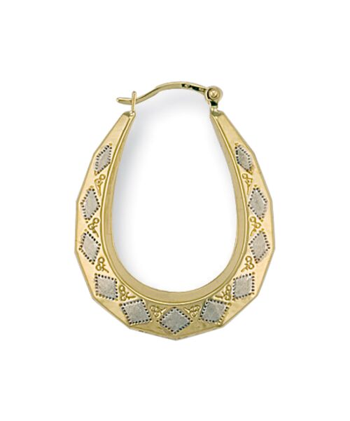 W & Yellow Gold D/C Oval Earrings ER0980