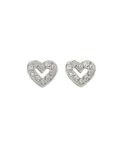 White Gold Cubic Zirconia Heart Stud Earrings ER1166
