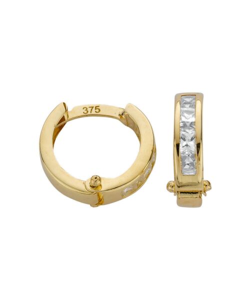 Yellow Gold 12mm Princess Cut Cubic Zirconia Hinged Huggies ER1261