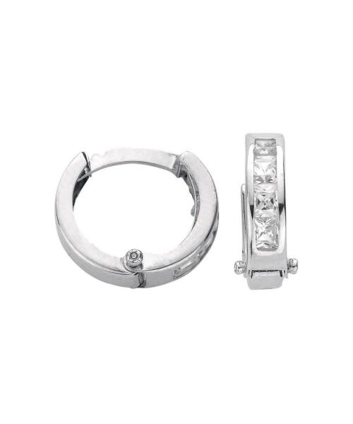 White Gold 12mm Princess Cut Cubic Zirconia Hinged Huggies ER1262