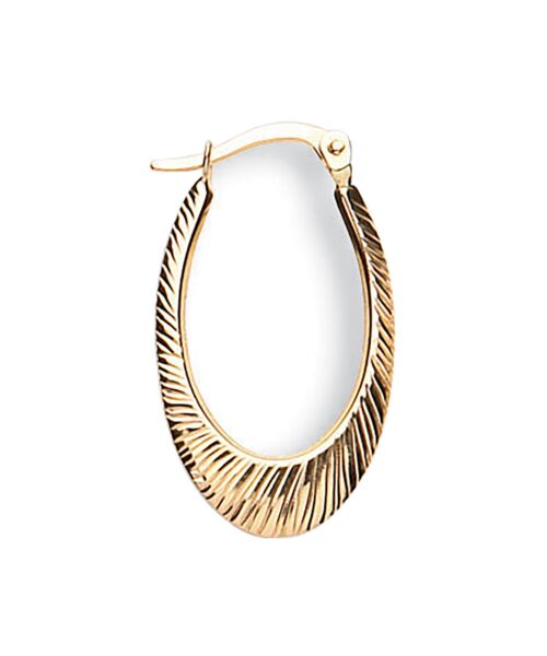 Yellow Gold Oval Ribbed Hoop Earrings ER1339