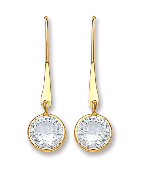Yellow Gold Cubic Zirconia Drop Hook Style Earrings ER1404