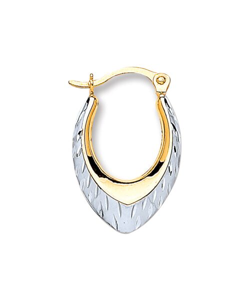 W & Yellow Gold Oval Ribbed Hoop Earrings ER1440