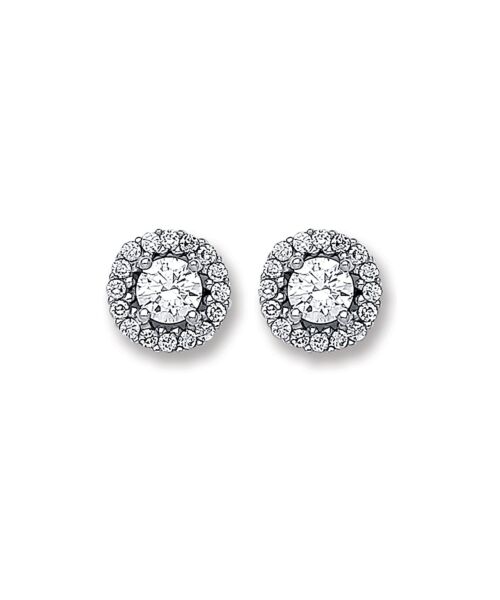 White Gold Cubic Zirconia 7mm Cluster Stud ER1450