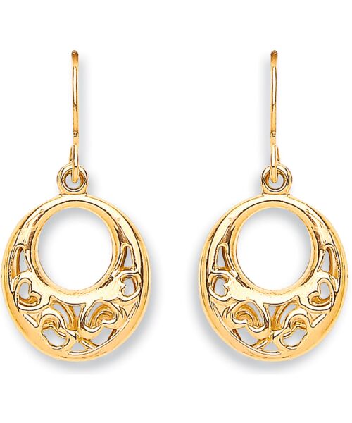 Yellow Gold Hook Drop Heart Earrings ER1473