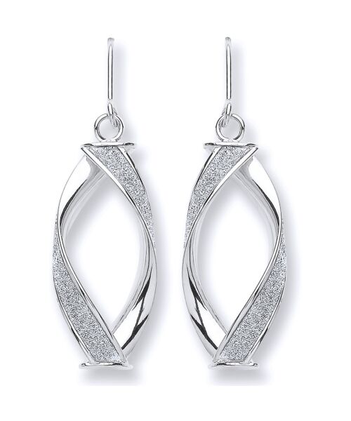 White Gold Twist Glitter Drop Earring ER1491