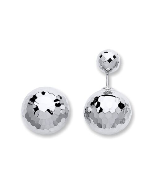 White Gold Disco Ball Screw Back Earrings ER1503