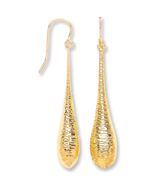 Yellow Gold Imprint Drop Hook Earrings ER1508