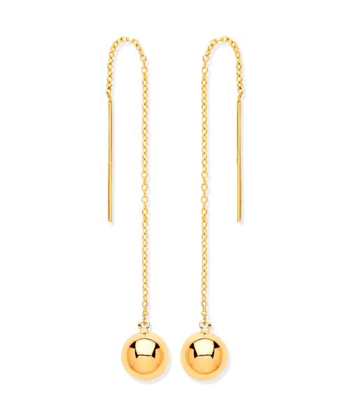 Yellow Gold Ball Chain Threader Earrings ER1569