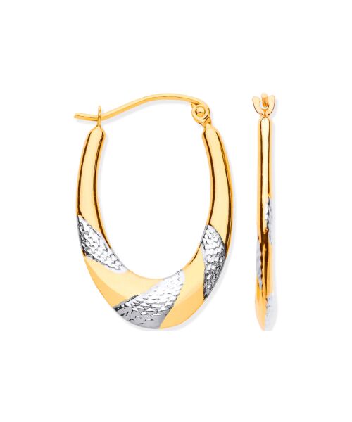 Y & White Gold Hollow Creole Earrings ER1573