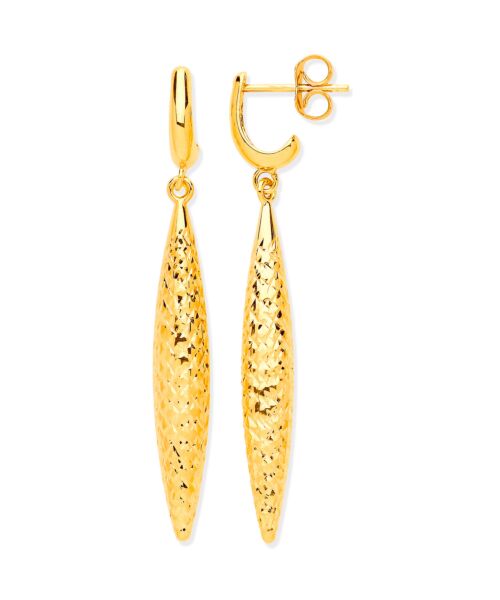 Yellow Gold Hollow Drop D/C Finish Earrings ER1579