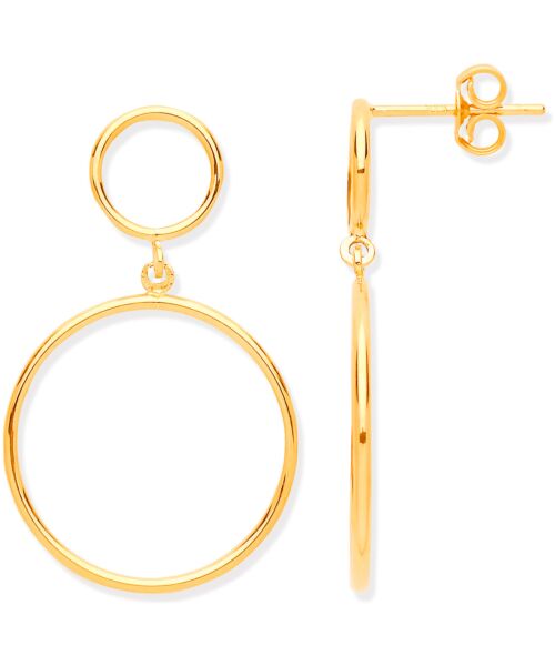 Yellow Gold Circles Open Drop Earrings ER1583