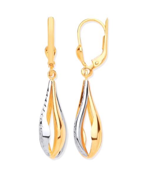Y & White Gold Teardrop Style Earrings ER1585