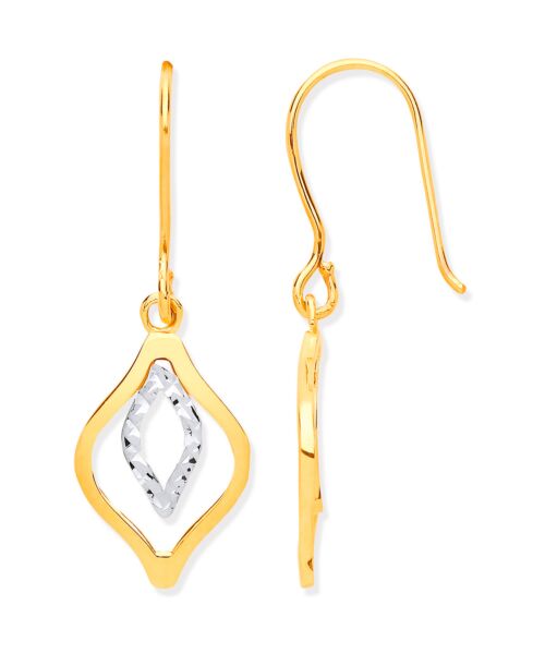 Y & White Gold Rhombus Shaped Hook Earrings ER1603
