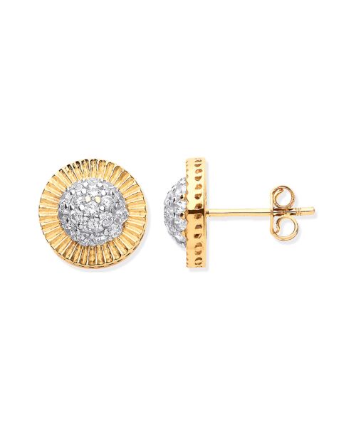 Yellow Gold 12mm Round Cubic Zirconia Stud Earrings ER1610
