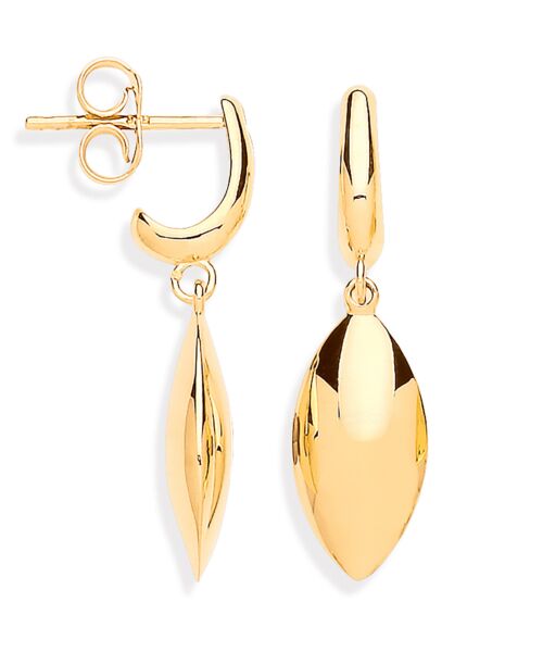 Yellow Gold Hollow Marquise Shape Drop Earrings ER1630