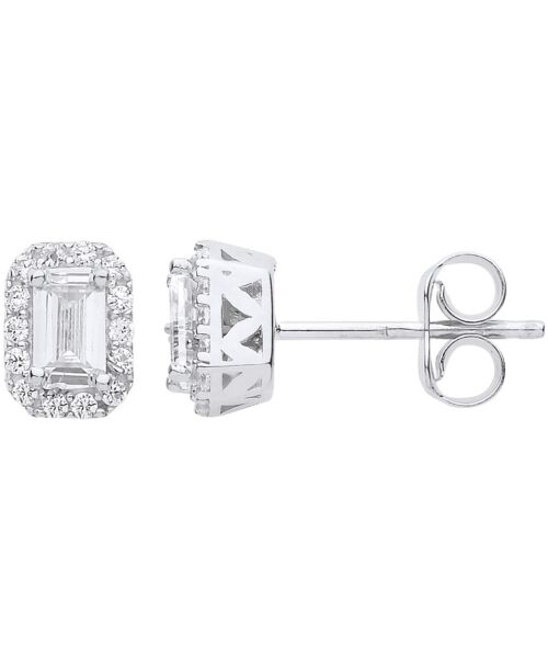 WG Baguette Halo Stud Earrings ER1642