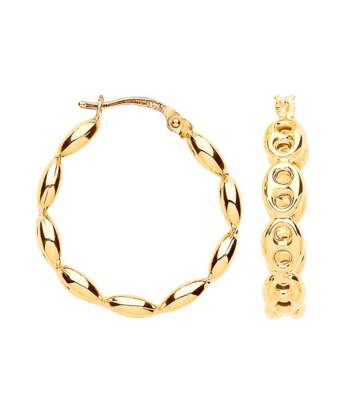 Yellow Gold Coffee Bean 20mm Hoop Earrings ER1647