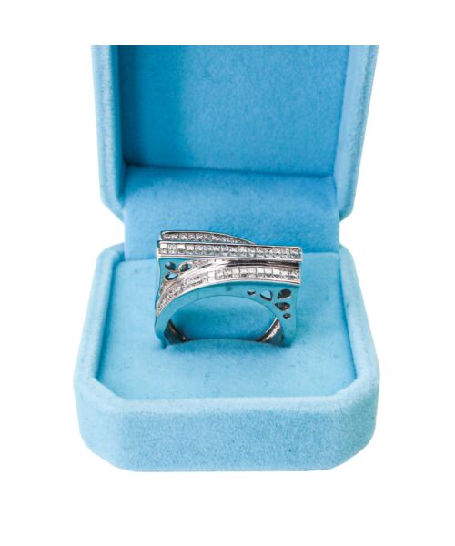 Diamond Pinky Ring Three Step 9K White Gold 1CT