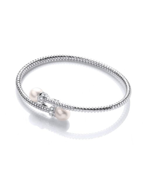 Cross Over Wire Bangle in Silver Rh Plating or YG Plating