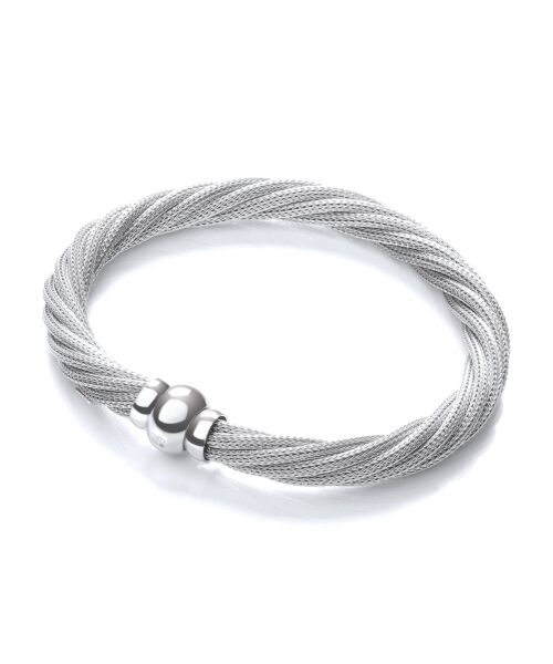Twist Rh.Plated Mesh Bracelet
