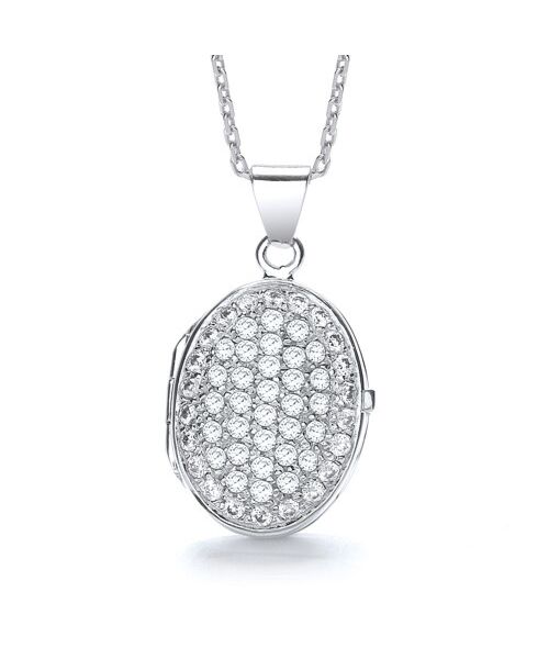 Oval Shape All Cubic Zirconia's on Front Locket JZLK006