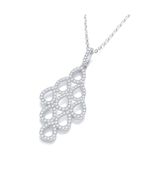 Micro Pave' White Drop Pendant with 18" Chain JZPD032