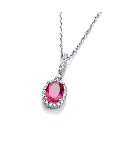 Oval Red Cubic Zirconia Drop Pendant with 18" Chain JZPD077