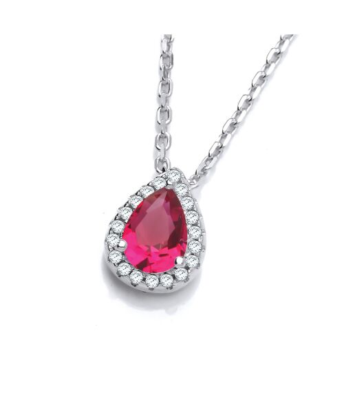 Teardrop Red Cubic Zirconia Pendant with 18" Chain JZPD081