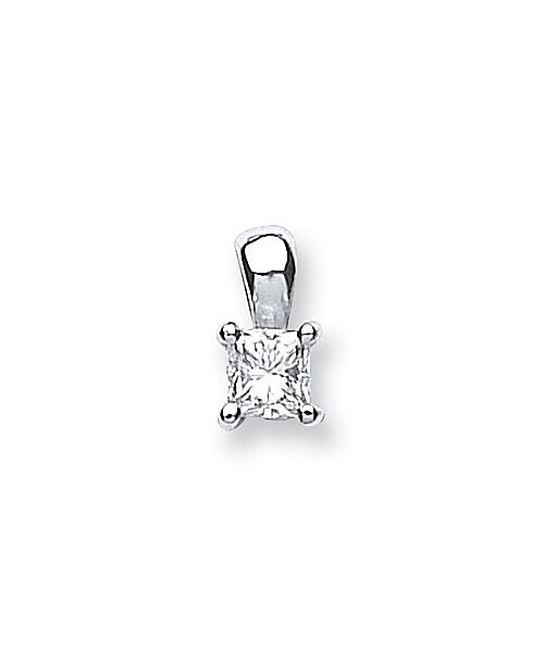 18ct White Gold 0.25ct H/VS Princess Cut Diamond Pendant DPD0268