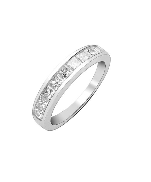 Platinum 1.00ct G/H-Vs Princess Cut Eternity Diamond Ring