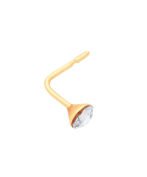 Yellow Gold White Cubic Zirconia Nose Stud ST0091W