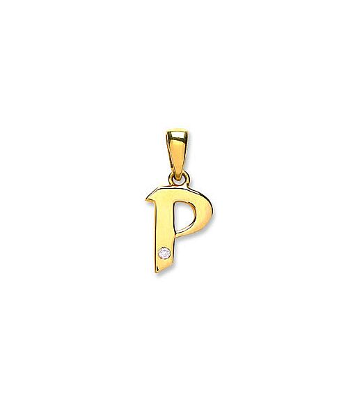 9ct Yellow Gold 0.01ct Diamond P Initial DIN0002P