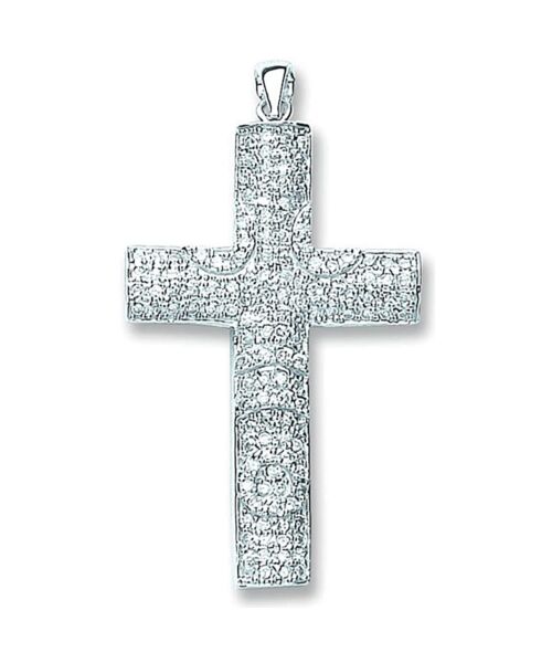Silver Pave Set Cubic Zirconia Cross SCX0043