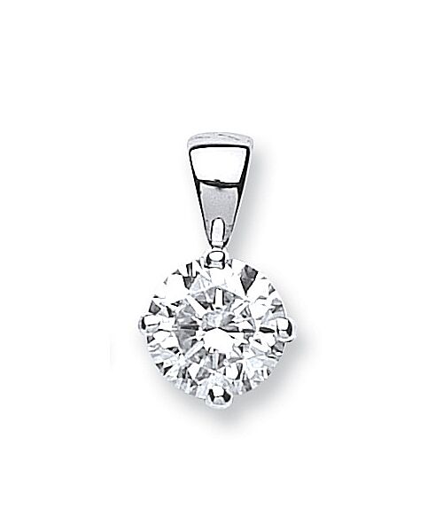 18ct White Gold 1.00ct Claw Set Diamond Solitaire Pendant DPD0370